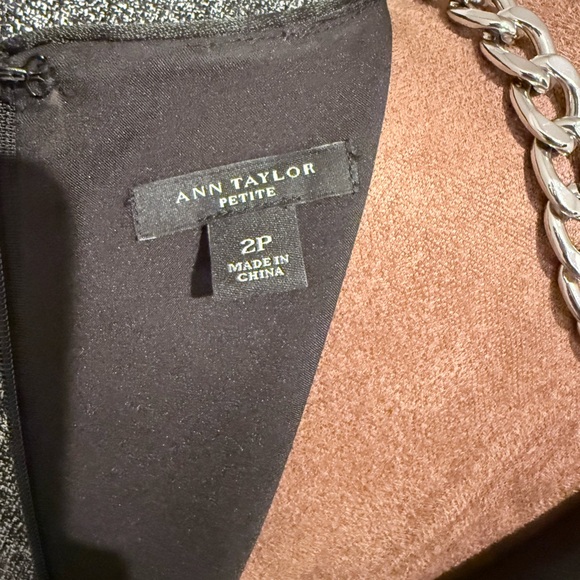 Ann Taylor Petite 2P Gray Tweed Sheath Dress | Sleeveless Work Dress - Picture 5 of 5